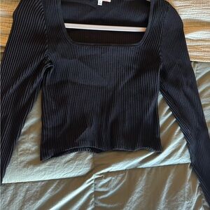 Madewell Black Ribbed Long Sleeve Tee
